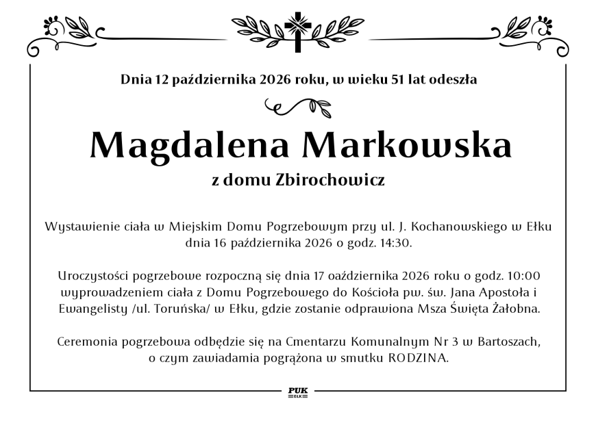 Magdalena Markowska - nekrolog